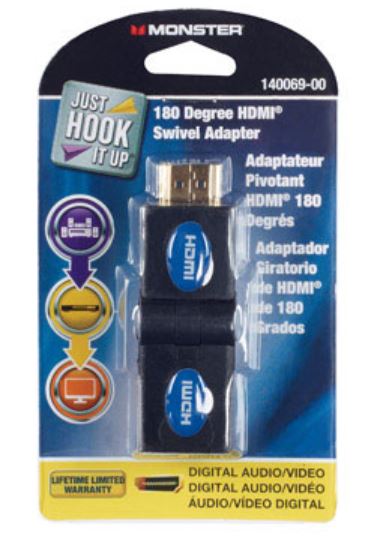 Monster 140069-00 180 Degree Swivel HDMI Adapter, Gold Plated