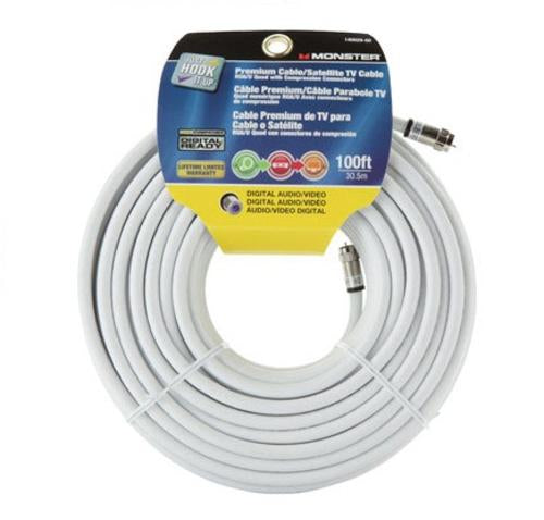 Monster 140029-00 Rg6 Quad Video Coaxial Cable 100', White