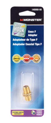 Monster 140068-00 Double Female Coax "F" Adapter, Gold