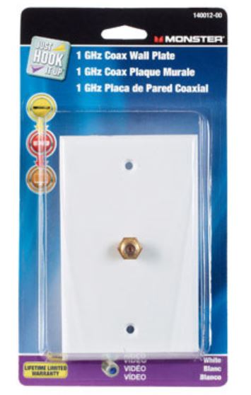 Monster 140012-00 Coax Wall Plate, 75 Ohm, White