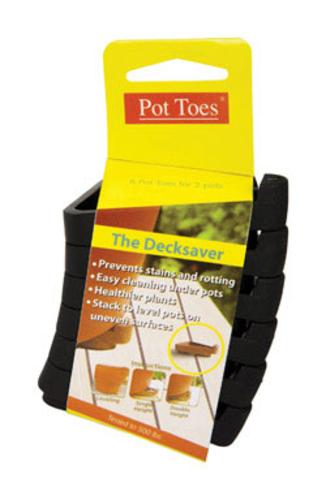 Plant Stand PT-06BLCS Pot Toes Planter Risers, Plastic, Black, 6 Pack