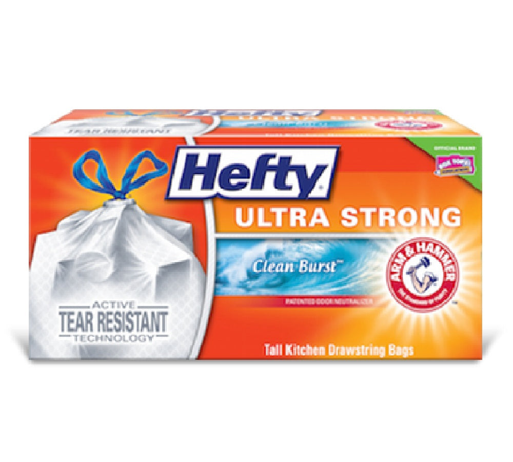 Hefty E84557 Ultra Strong Tall Kitchen Drawstring Trash Bag, 13 Gallon ...