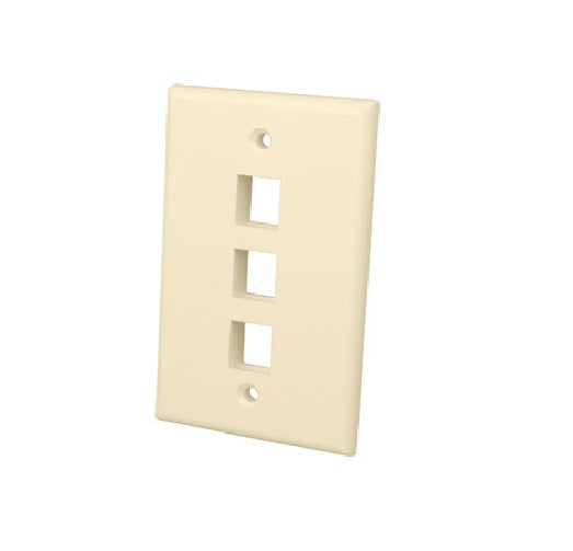 Monster 141095-00 Multi Media Keystone Wall Plate, 3 Port, Almond