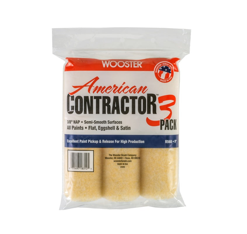 Wooster R568-9 American Contractor Paint Roller Covers, 9" x 3/8"