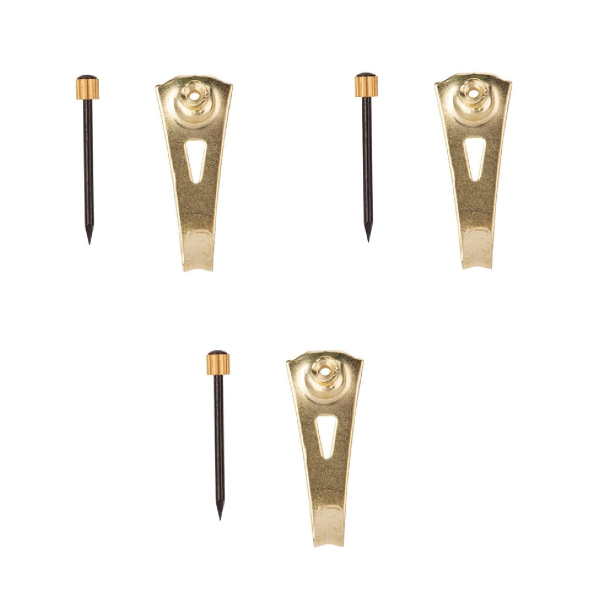 Prosource PH-122270-PS Classic Pushpin Picture Hangers, Brass Plated,3/CD