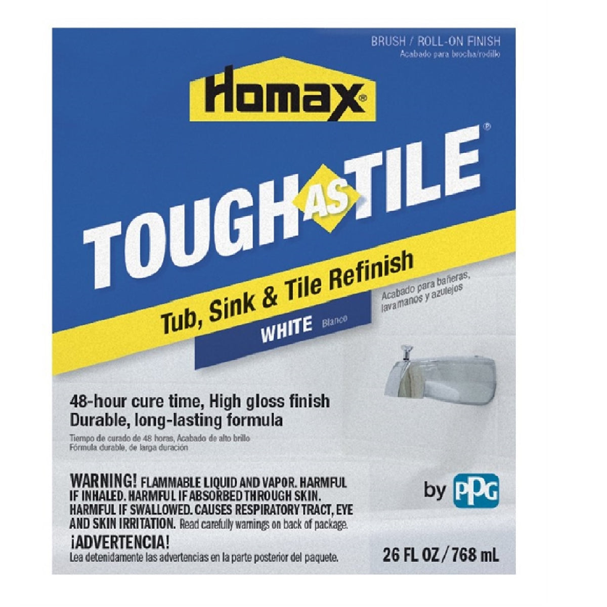 Homax 3158 Tough As Tile Epoxy Enamel Brush On Paint, White