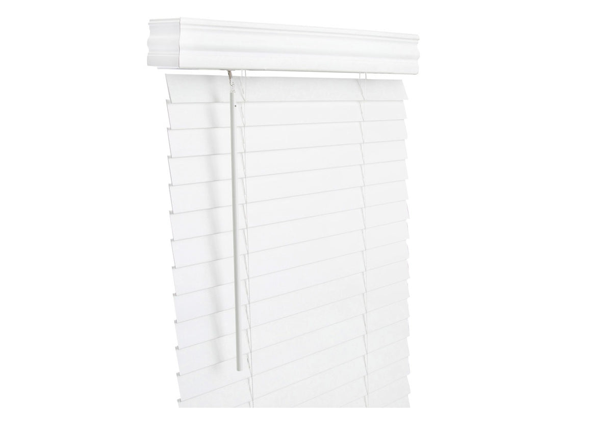 Living Accents FAX3560WH Horizontal Mini-Blinds, Faux Wood, White, 6.75" x 60" x 16"