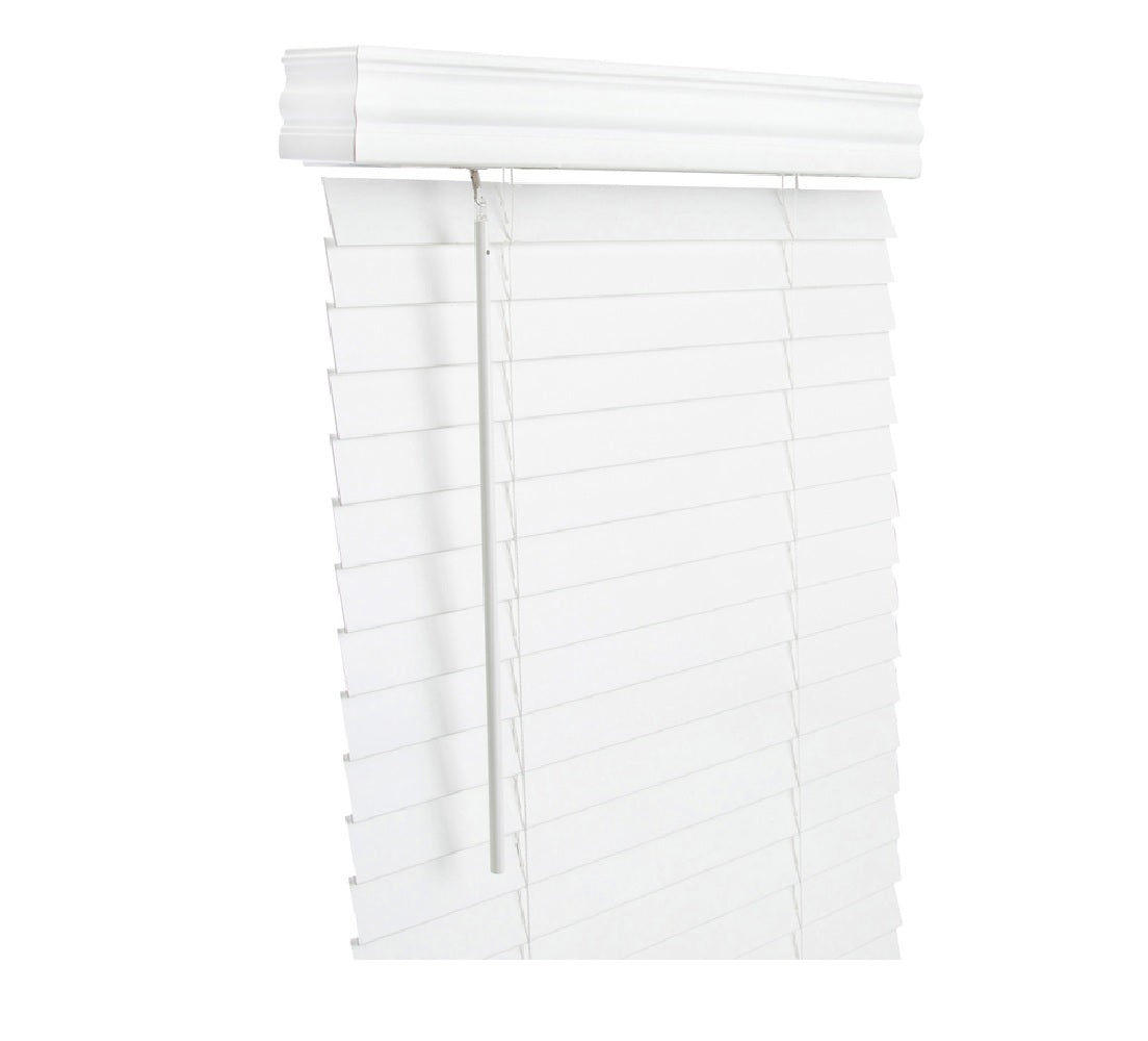 Living Accents FAX6060WH Horizontal Mini-Blinds, Faux Wood, White, 60"