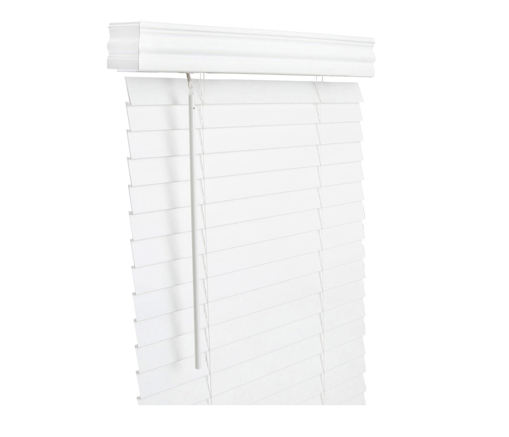 Living Accents FAX2460WH Horizontal Mini-Blinds, Faux Wood, White, 60" x 24"
