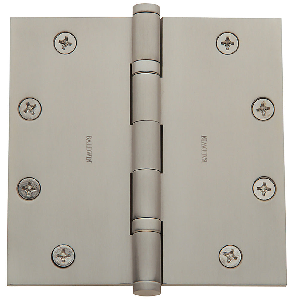 Baldwin 1051150I Square Ball Bearing Mortise Hinge, Satin Nickel