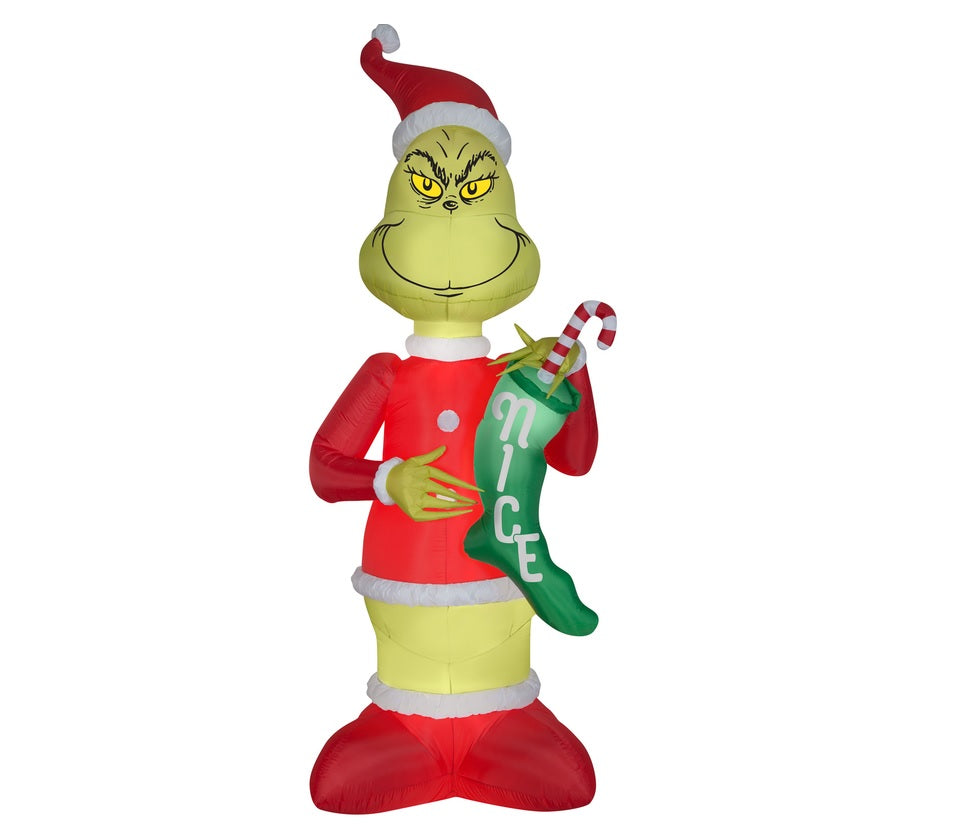 Gemmy 112559 Dr. Seuss Christmas Inflatable Grinch With Stocking