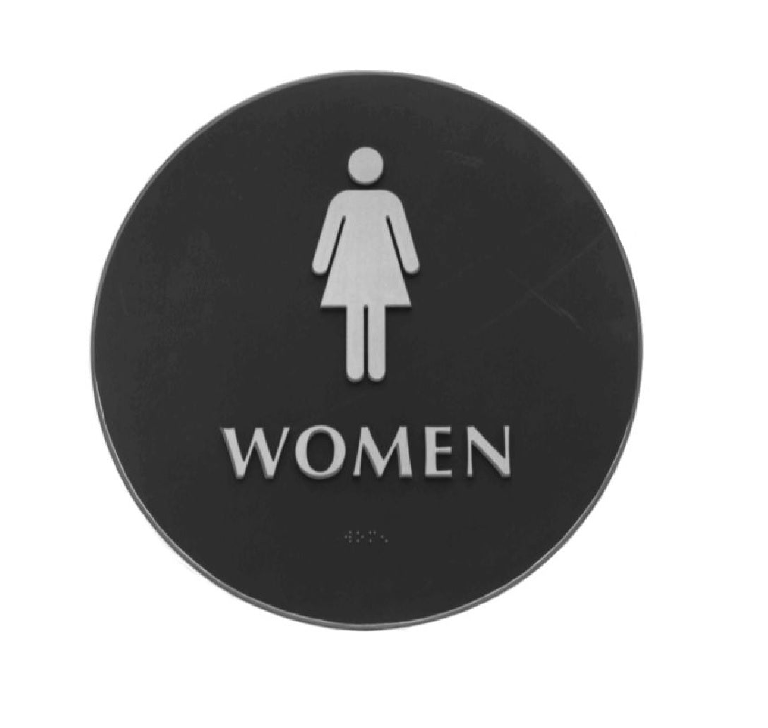 Hager 370WW2 Circle ADA Tactile Women Restroom Sign, Black