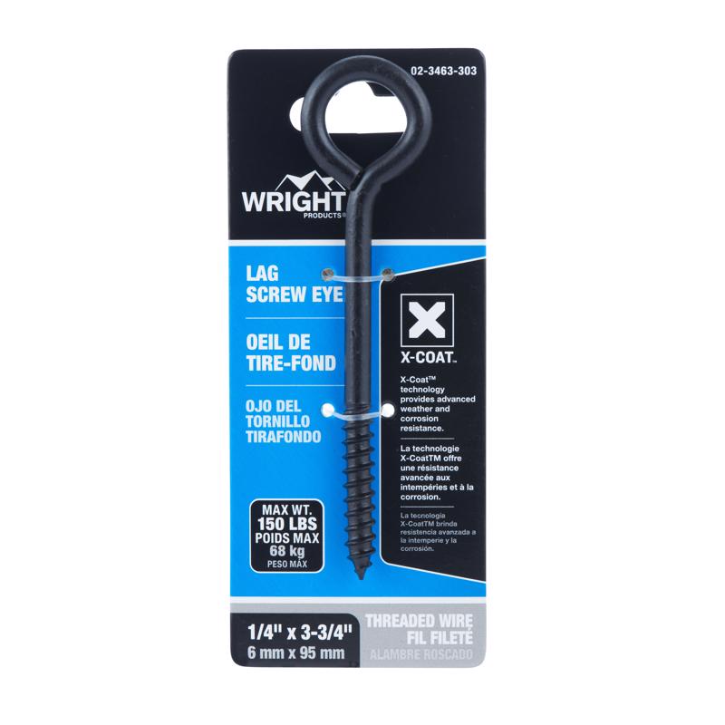 Wright 02-3463-303 Lag Screw Eye, Black, Steel