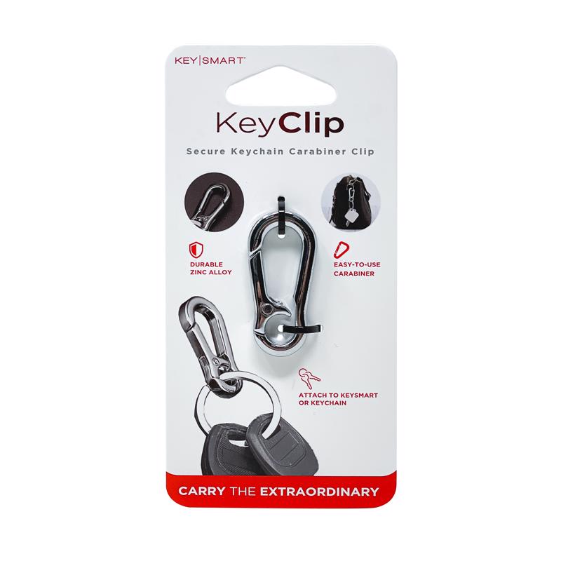 KeySmart KS849-SS KeyClip Carabiner Key Chain, Silver, Stainless Steel