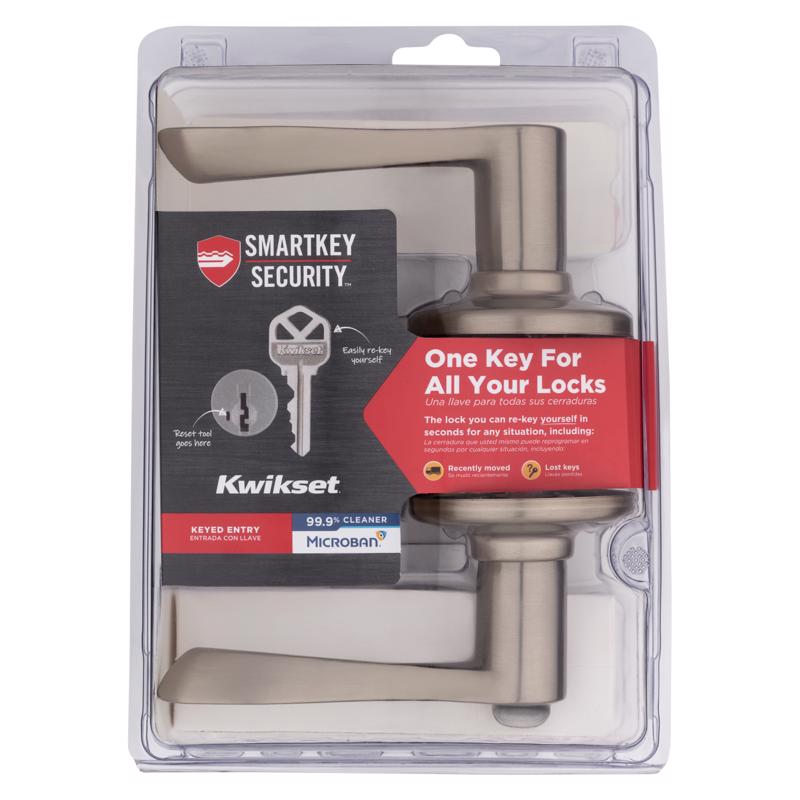 Kwikset 405BL15SMTCPK6V2 SmartKey Security Wave Entry Lever, Satin Nickel