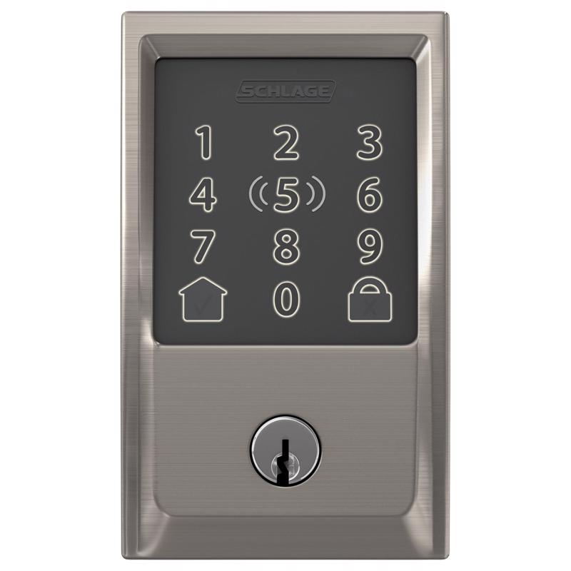Schlage 194555129078 Encode Plus WiFi Deadbolt with Century Trim, Satin Nickel