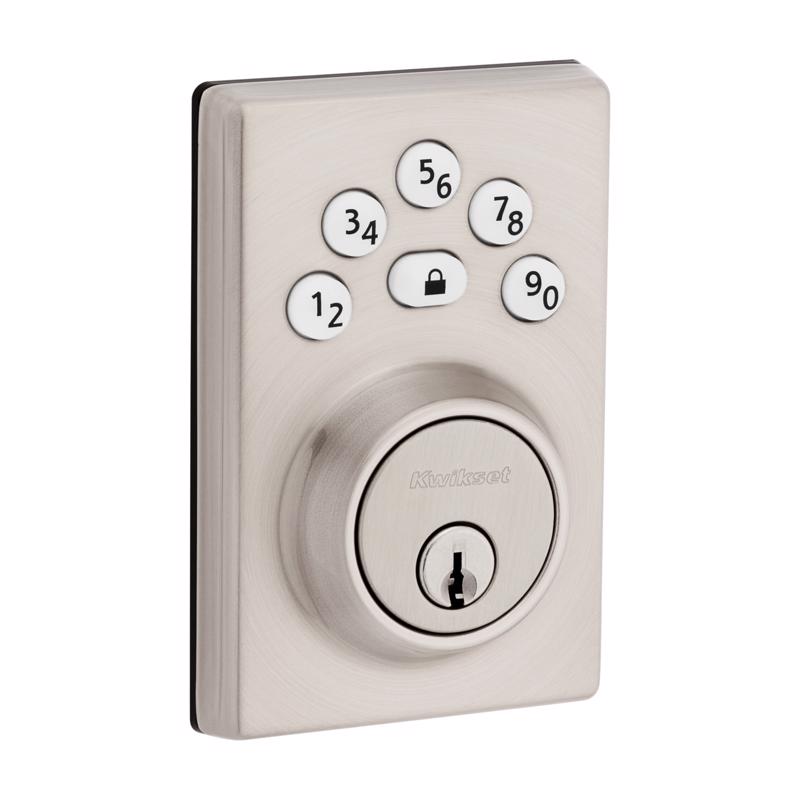 Kwikset 240CNT15RBP4AL Powerbolt Keypad Electronic Lock, Satin Nickel