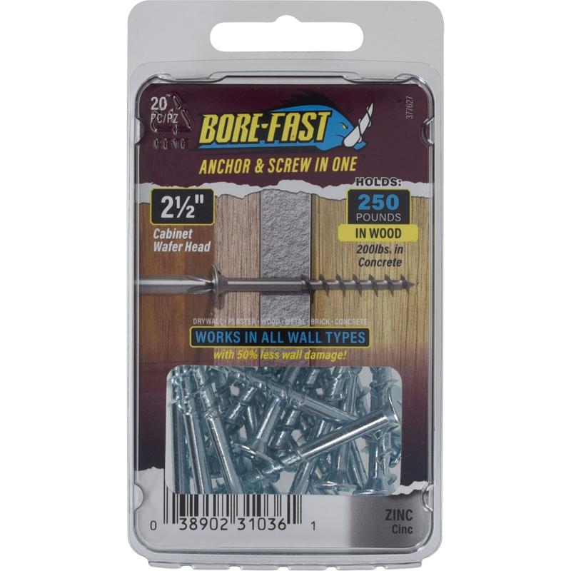 Borefast 377627 Pan/Wafer Head Screw and Anchor, Steel