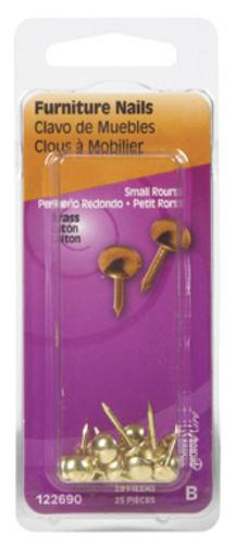 Hillman 122690-N Upholstery Nails, Brass, Card 25