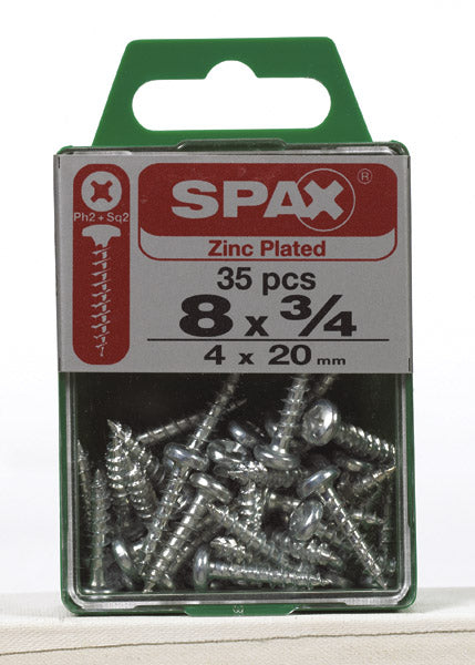 Spax 4111010400202 Multi-Material Screw, Phillips, 8'' X 3/4'', Box 35