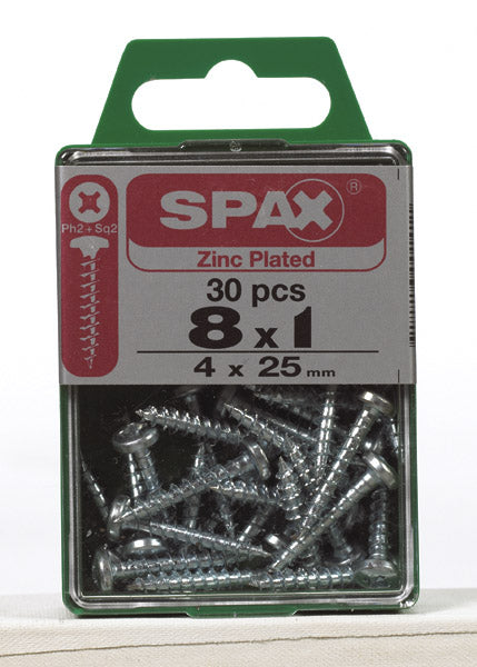 Spax 4111010400252 Multi-Material Screw, Phillips, 8'' X 1'', Box 30