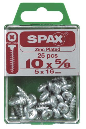 Spax 4111010500162 Multi-Material Screws, Phillips, 10'' X 5/8'', Box 25