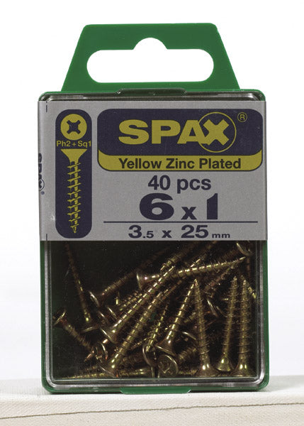 Spax 4101020350252 Multi-Material Screws, Phillips, 6'' X 1'', Box 40