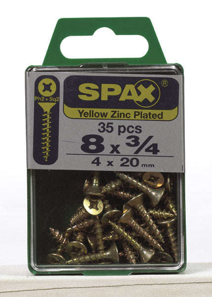 Spax 4101020400202 Multi-Material Screws, Phillips, 8'' X 3/4'', Box 35