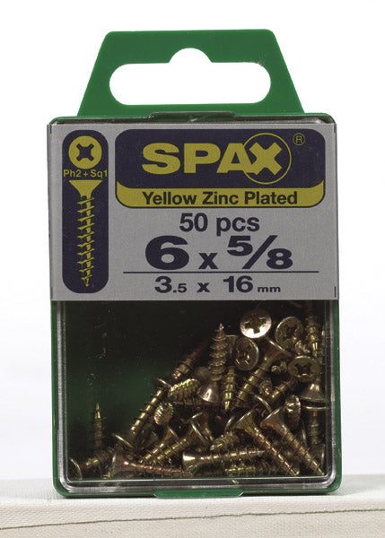 Spax 4101010350162 Multi-Material Screws, Phillips, 6'' X 5/8'', Box 50