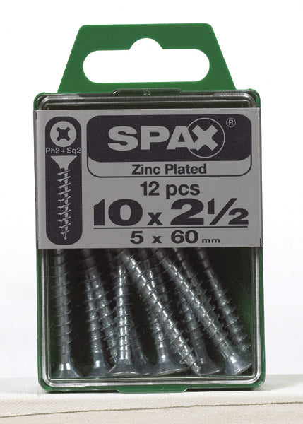 Spax 4101010500602 Multi-Material Screws, Flat Head, Phillips, 10'' X 2-1/2''