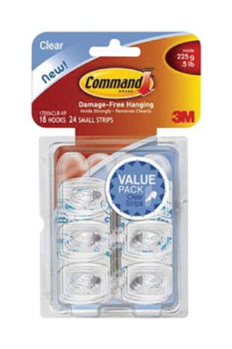 Command 17006CLR-VP Mini Hooks With Clear Strips Value Pack