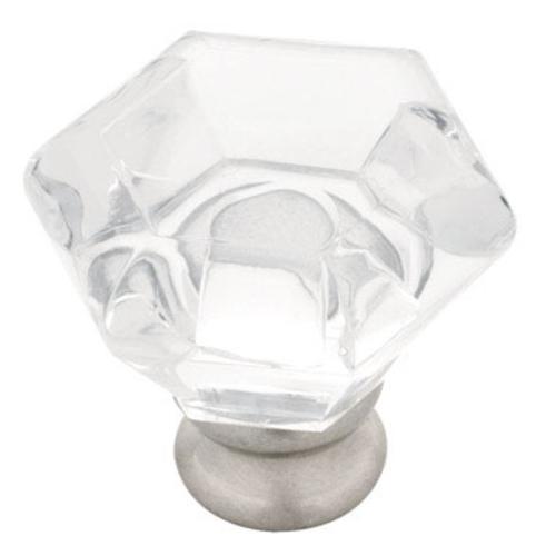 Liberty Hardware P15573L-116-U Faceted Acrylic Cabinet Knob 1-1/4", Satin Nickel