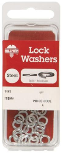 Hillman 6606 Split Lock Washer, Zinc Plated Steel, 1/4"