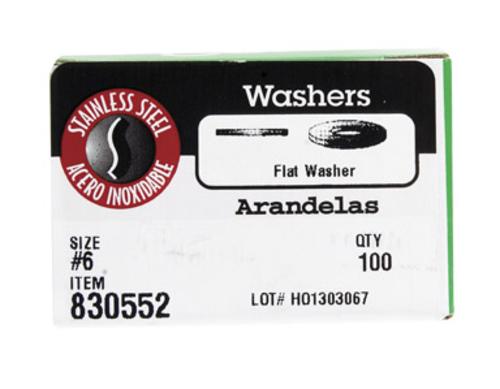 Hillman 0830552 Flat Washer, Stainless Steel, # 6