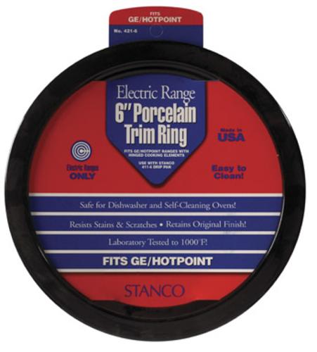 Stanco 421-6 Electric Range Trim Ring 6", Black Porcelain