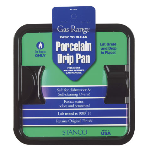 Stanco 418-S Gas Range Drip Pan, 7-3/4" x 4-1/4", Black Porcelain