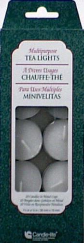 Candle-Lite 1049595 Tea Light Candles, White, Box /10