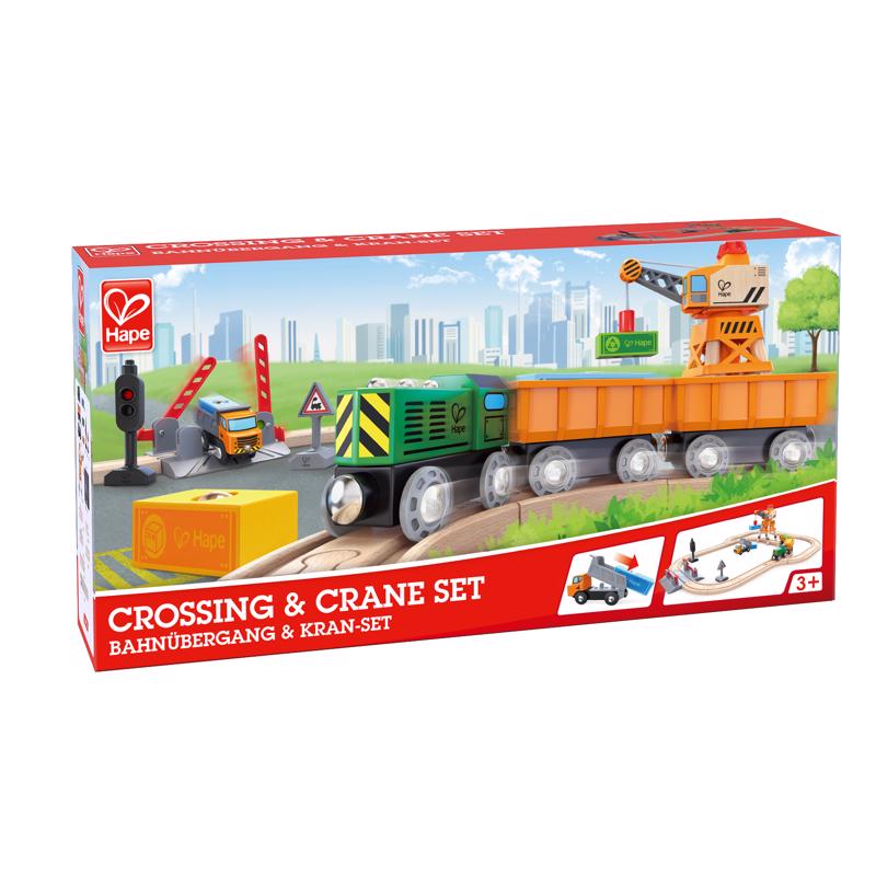 Hape E3732A Crossing And Crane Set, Wood, Multicolored