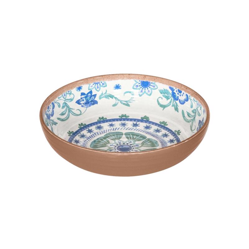 Tarhong PAN5080TMBFS Rio Turquoise Artisan Low Bowl, Multicolored