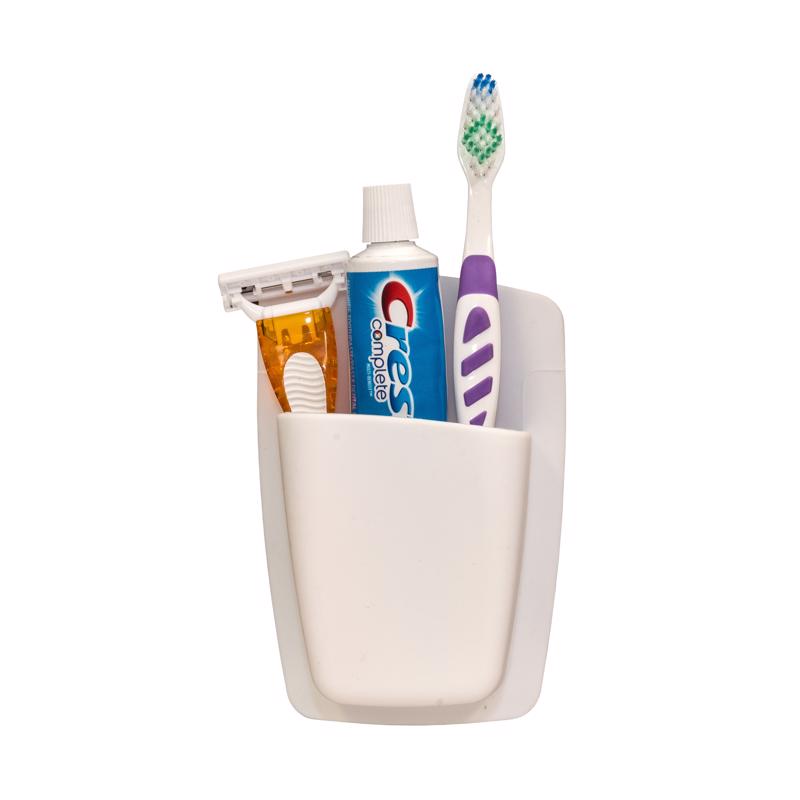 Sttelli SIO-BOR-WH Caddy/Razor/Toothbrush Holder, White, Silicone