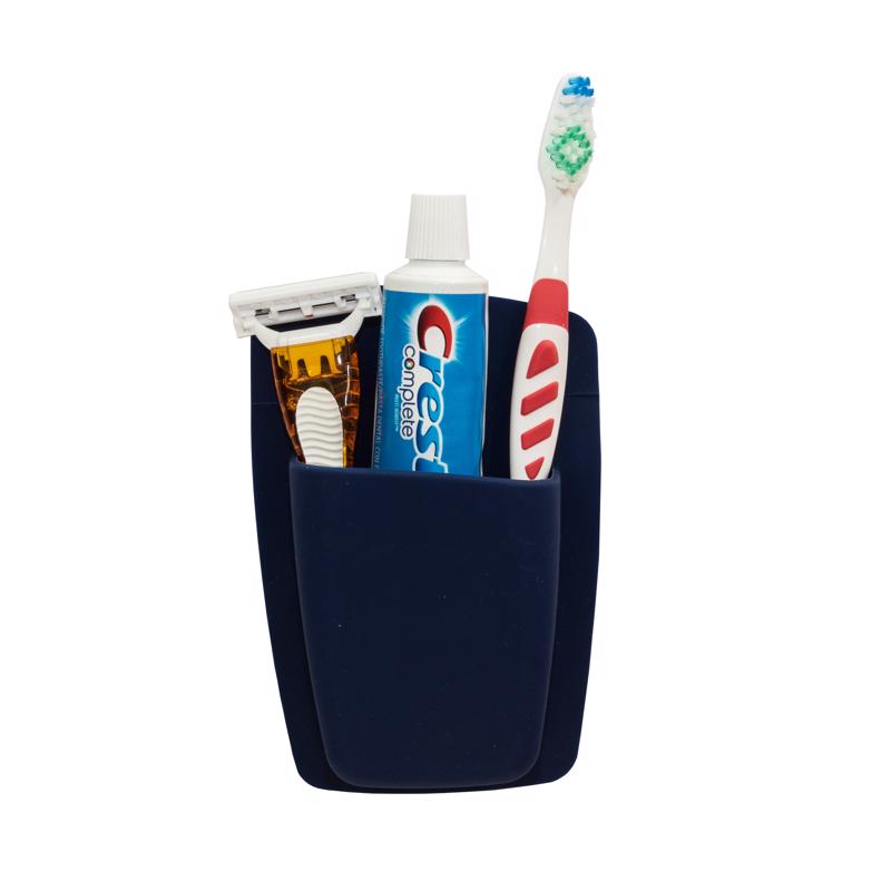 Sttelli SIO-BOR-NAV Caddy/Razor/Toothbrush Holder, Navy, Silicone