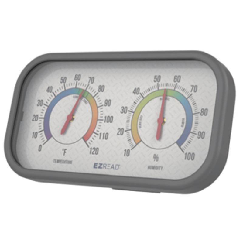 EZread 840-0105 Dual Dial Hygrometer/Thermometer, Gray