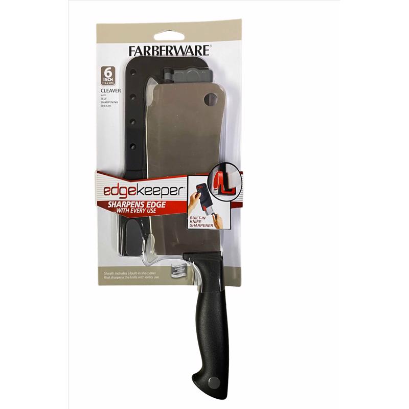 Farberware 5301749 Cleaver with Sharpening Blade Cover, Black/Silver