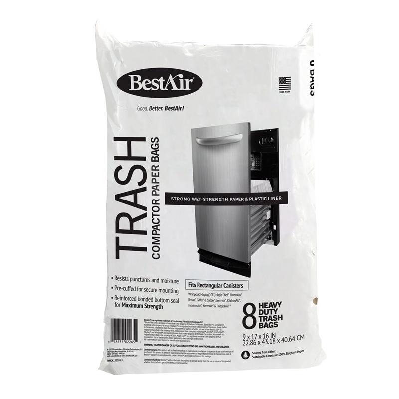 BestAir WMCK133508-3 Compactor Trash Bags, Brown, 10 Gallon