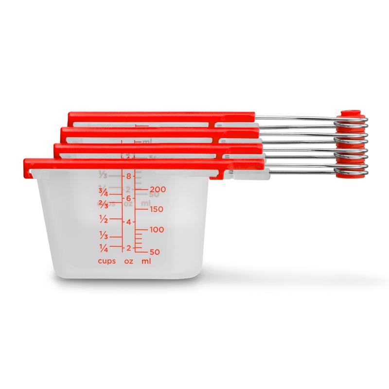 Dreamfarm DFLV2430 Measuring Cup, Clear/Red, 4 Pieces