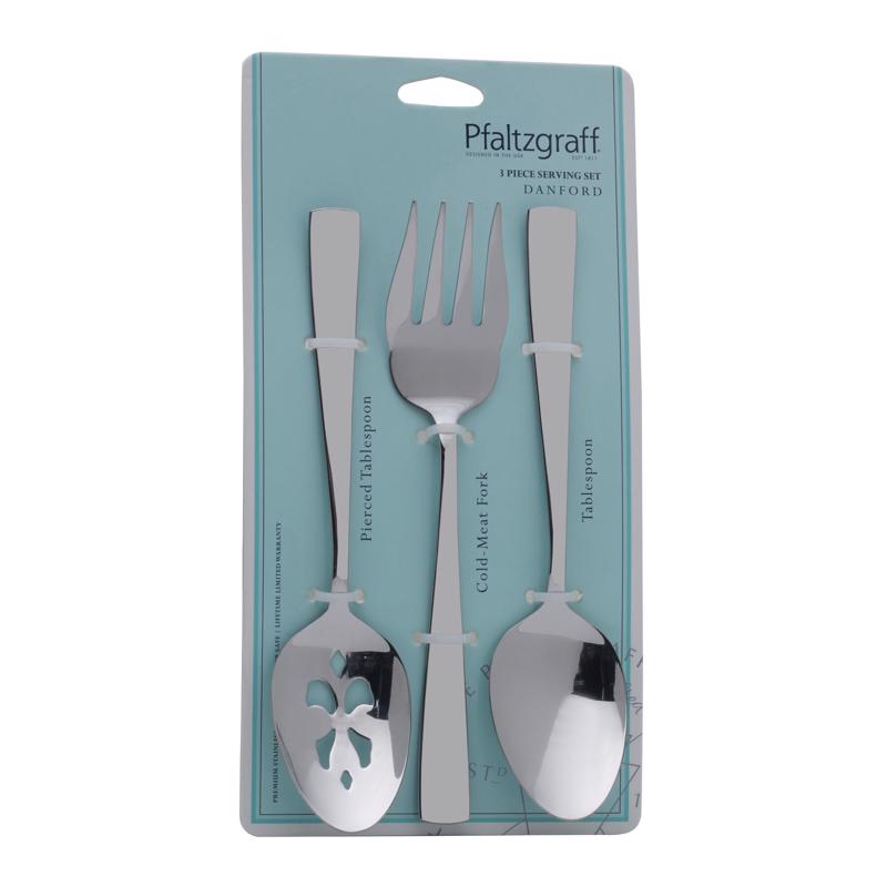 Pfaltzgraff 5243537 Serving Set Fork and Spoon, Silver, Stainless Steel