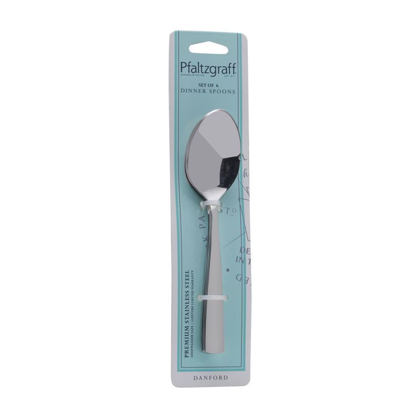 Pfaltzgraff 5243533 Danford Dinner Spoon Set, Silver, Stainless Steel