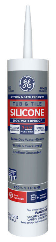 GE Sealants & Adhesives GE712 Silicone Rubber Kithcen & Bath Sealant 10.1 Oz White