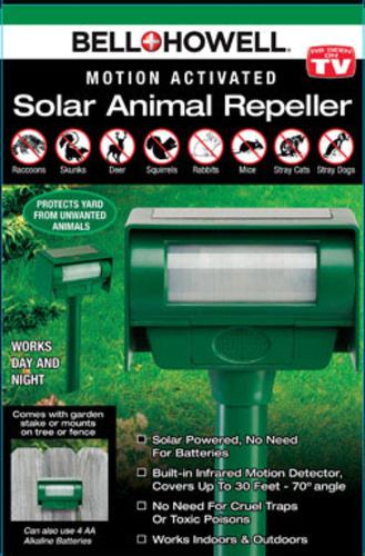 Bell+ Howell 50104CL Motion Activated Solar Animal Repeller, 30'