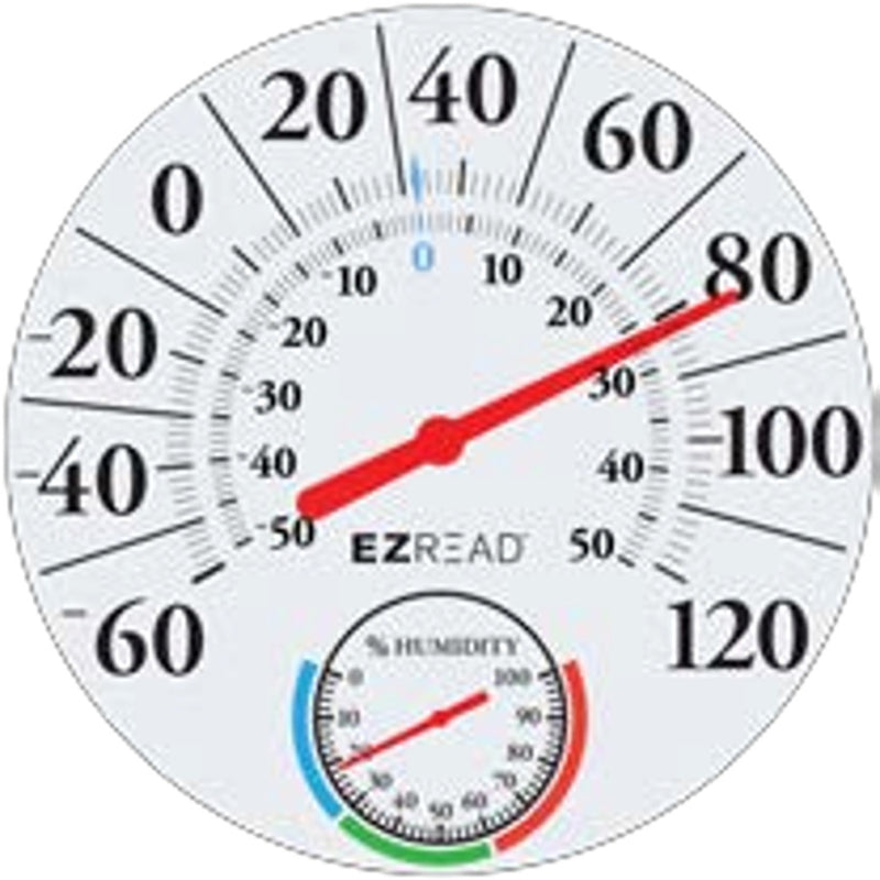 Headwind 840-1212 EZ Read Humidity Dial Thermometer, Plastic, White